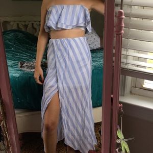 White/Blue striped two peice